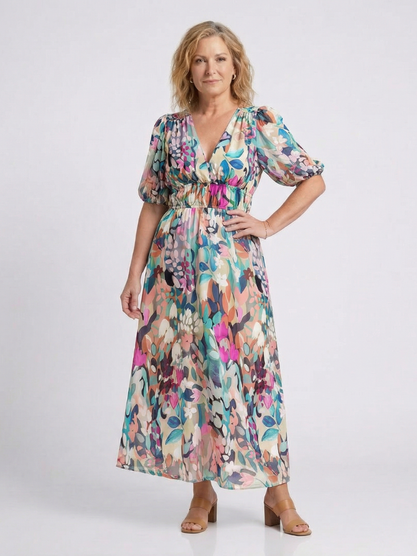 Octavia | Women's Floral V-Neck Midi Dress