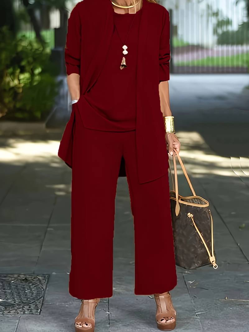 Ophira | Women's Round Neck Long Sleeve 3 Piece Set