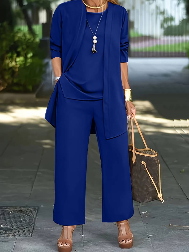 Ophira | Women's Round Neck Long Sleeve 3 Piece Set