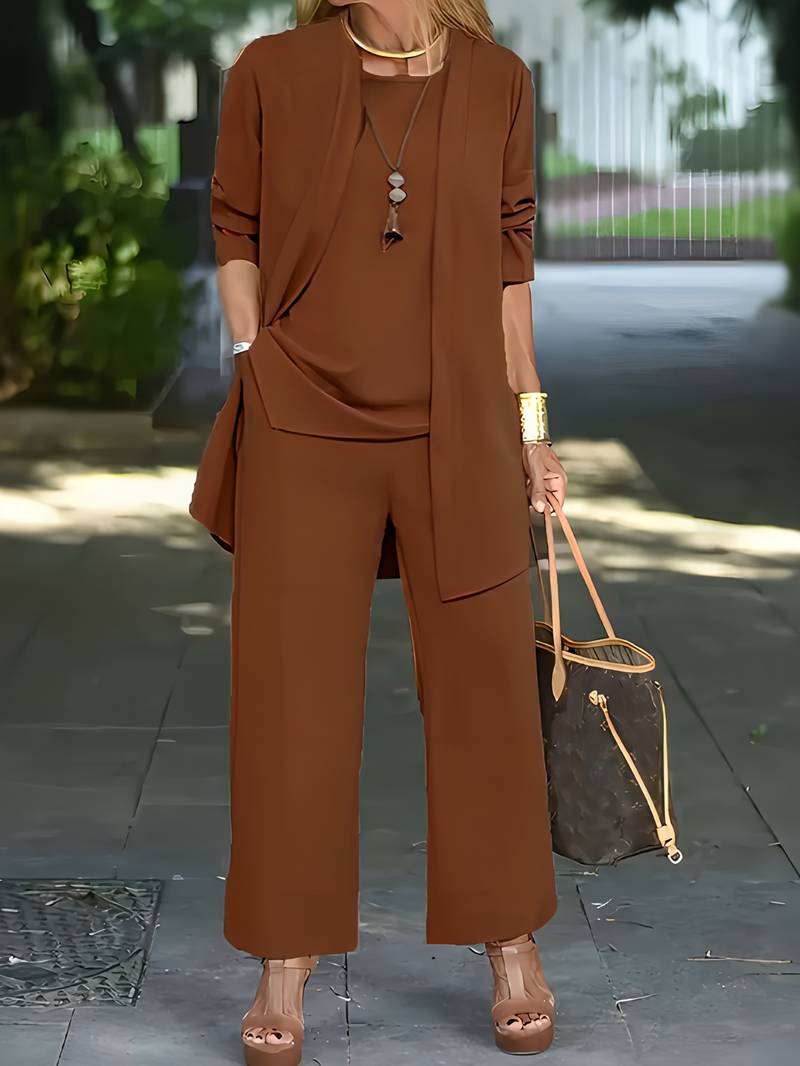 Ophira | Women's Round Neck Long Sleeve 3 Piece Set