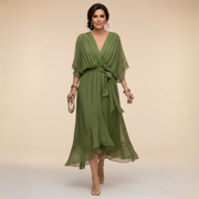 Penelope | Women's V-Neck Wrap Midi Dress