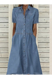 Poppy | Women's Button Down Short Sleeve Midi Dress