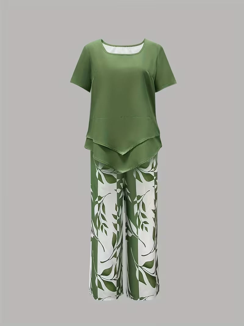 Primrose | Women's Leaf Print Two Piece Set