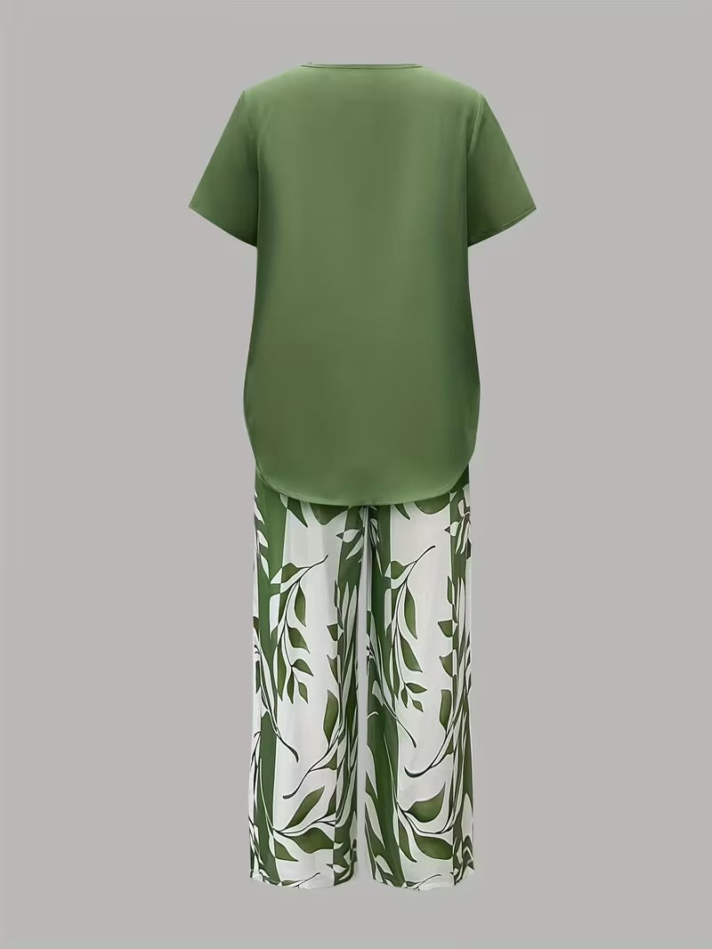 Primrose | Women's Leaf Print Two Piece Set