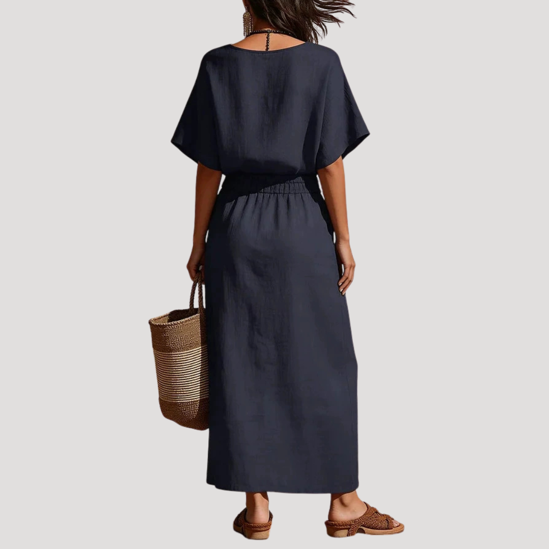 Raina | Women's Short Sleeve V Neck Two Piece Midi Set