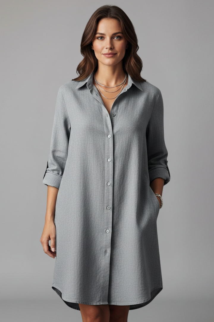 Saskia | Women's Long Sleeve Button Front Shirt Dress