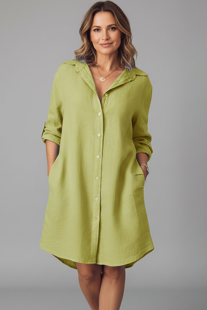 Saskia | Women's Long Sleeve Button Front Shirt Dress