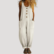 Sloane | Women's Button Front Wide Leg Overall Jumpsuit