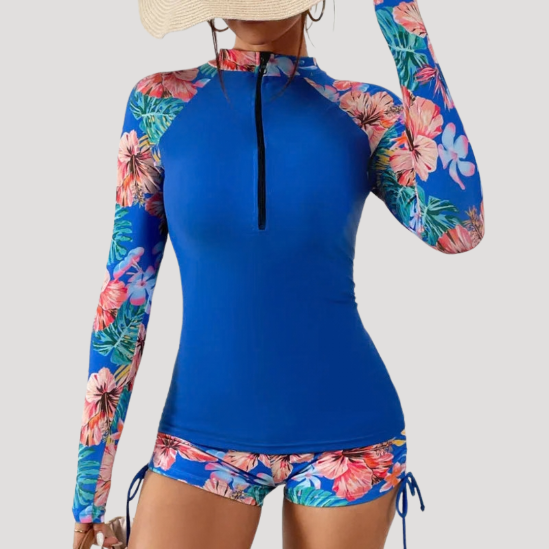 Solange | Women's Floral Long Sleeve Two Piece Swimsuit