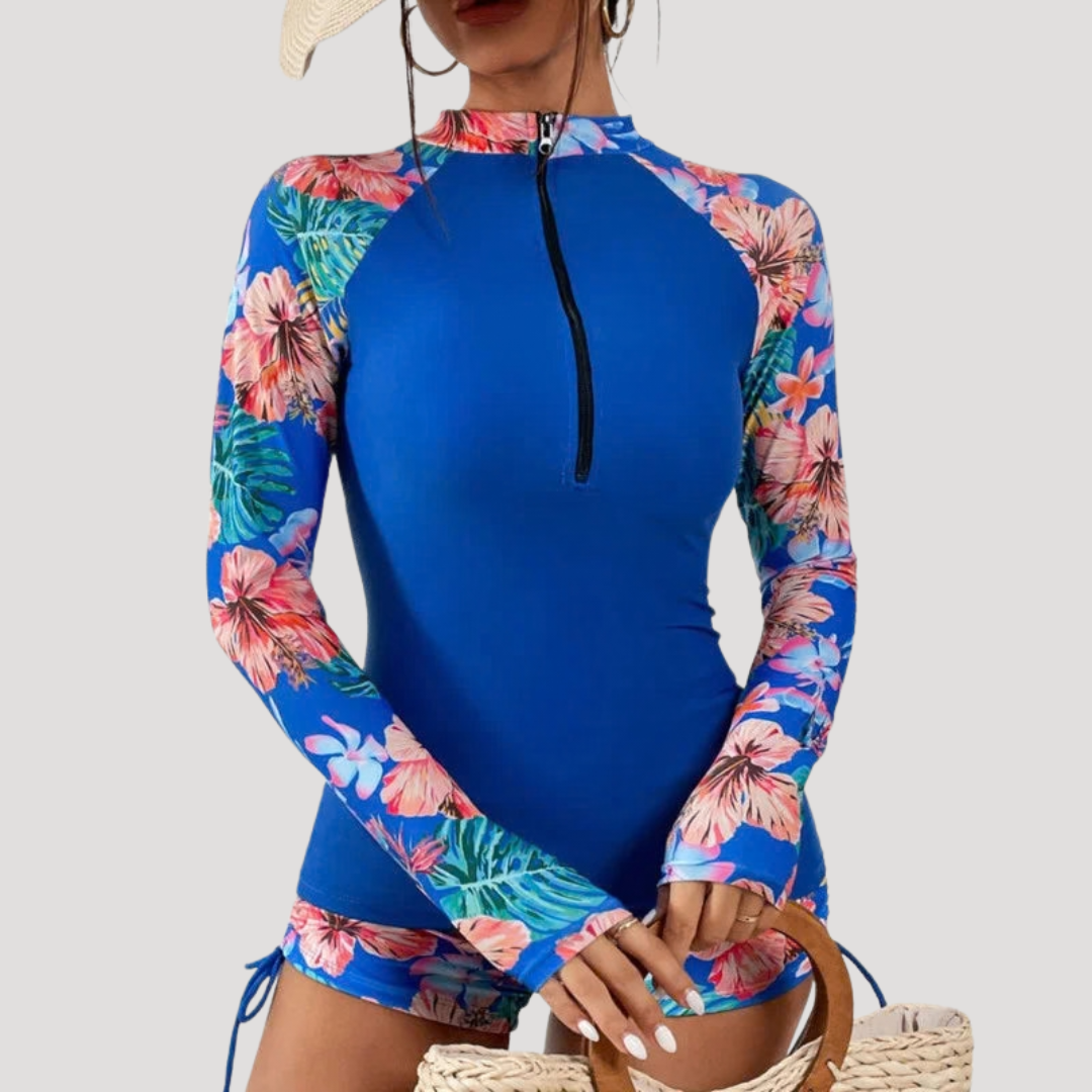 Solange | Women's Floral Long Sleeve Two Piece Swimsuit