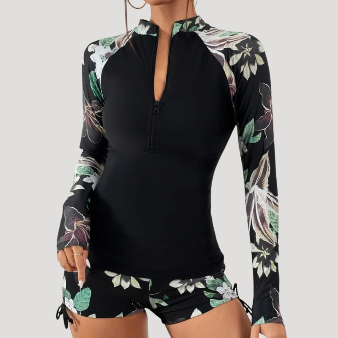 Solange | Women's Floral Long Sleeve Two Piece Swimsuit