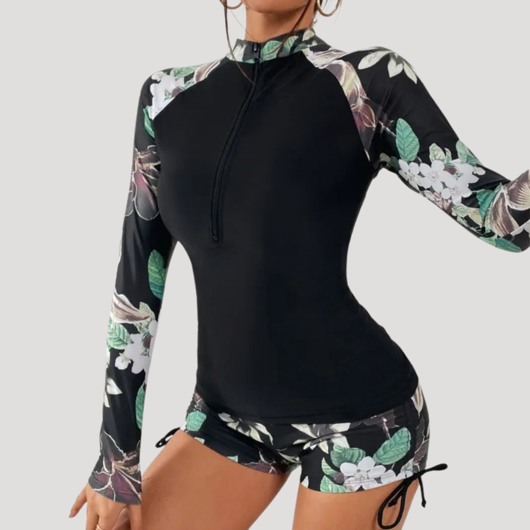 Solange | Women's Floral Long Sleeve Two Piece Swimsuit