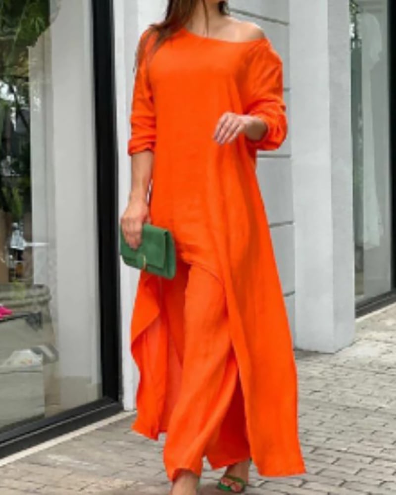 Oasis | Women's Two Piece Set Longline Tunic Wide Leg Pants