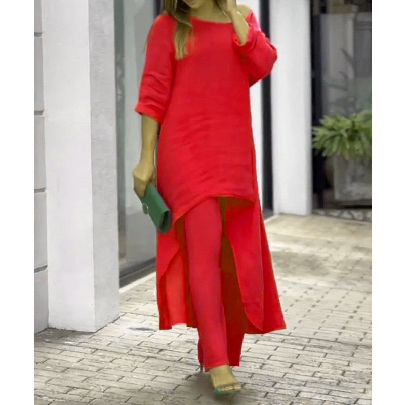 Oasis | Women's Two Piece Set Longline Tunic Wide Leg Pants