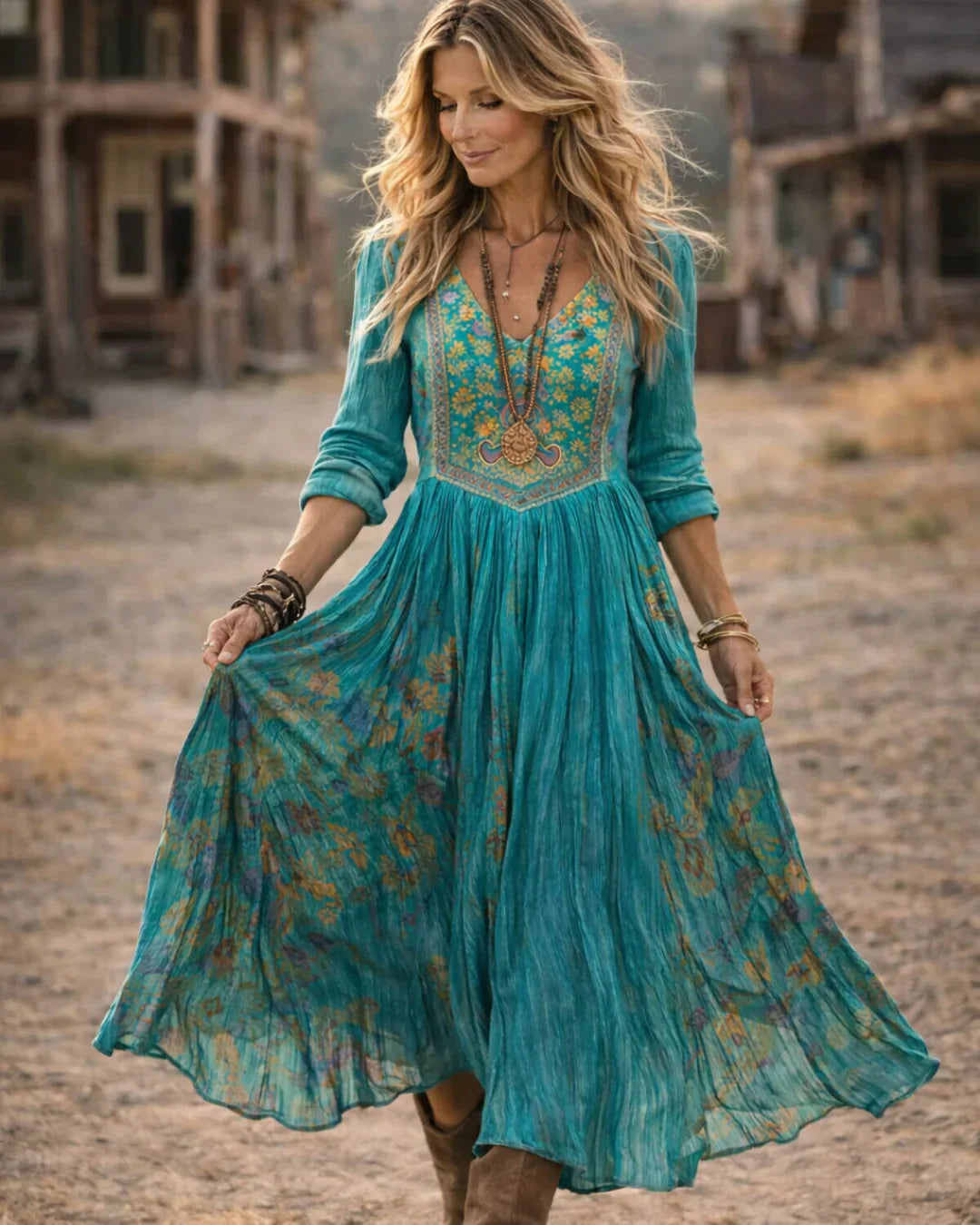 Tamara | Women's Embroidered V Neck Maxi Dress