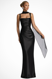 Valentina | Women's Square Neck Evening Maxi Dress