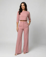 Vivara | Women's Wide Leg High Waist Two-Piece Pants Set