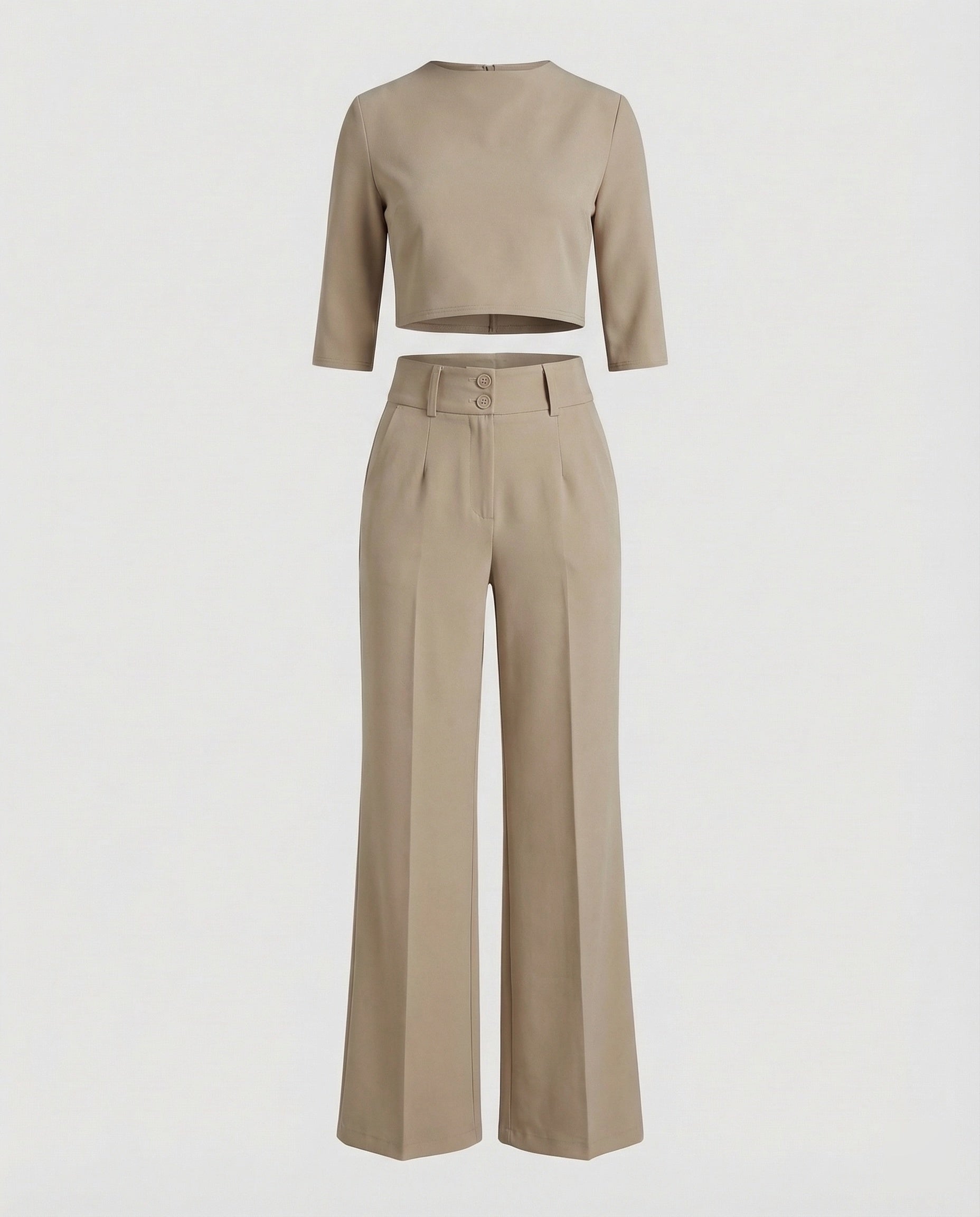 Vivara | Women's Wide Leg High Waist Two-Piece Pants Set