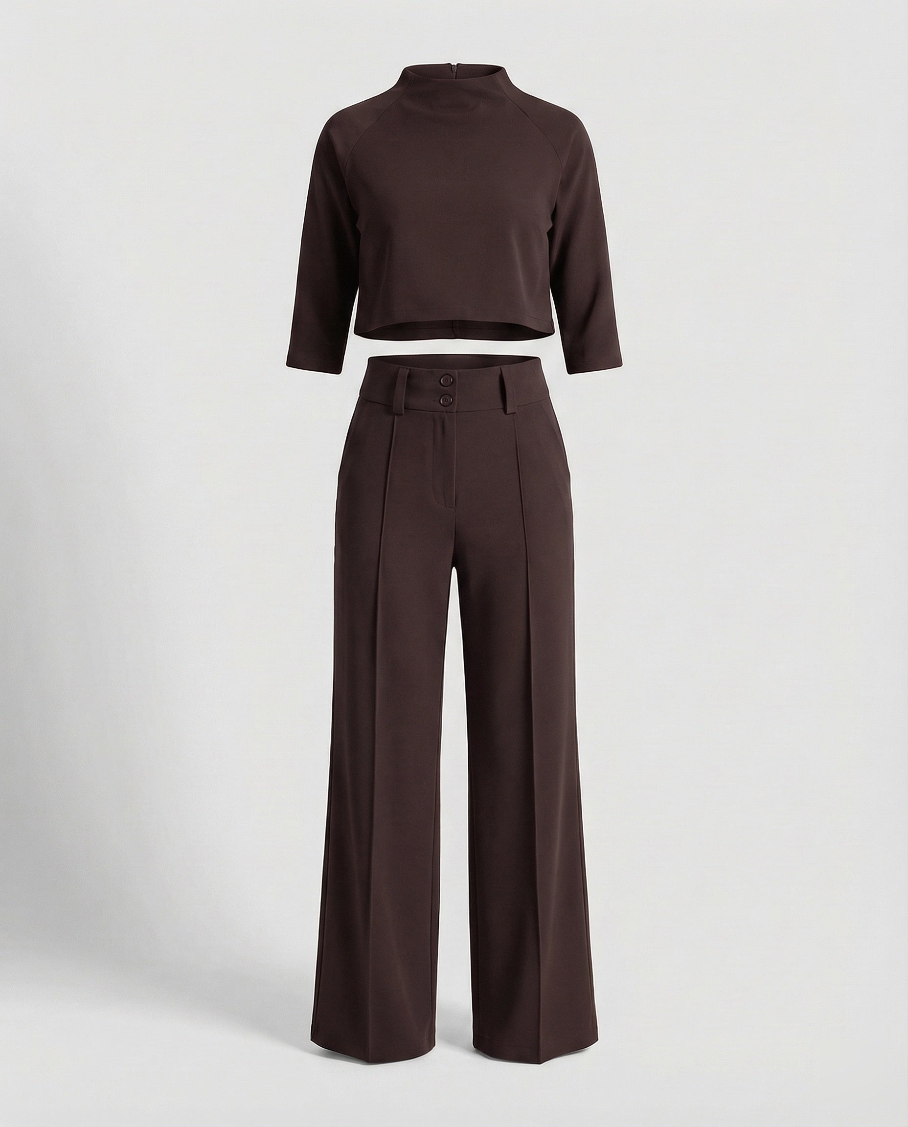 Vivara | Women's Wide Leg High Waist Two-Piece Pants Set