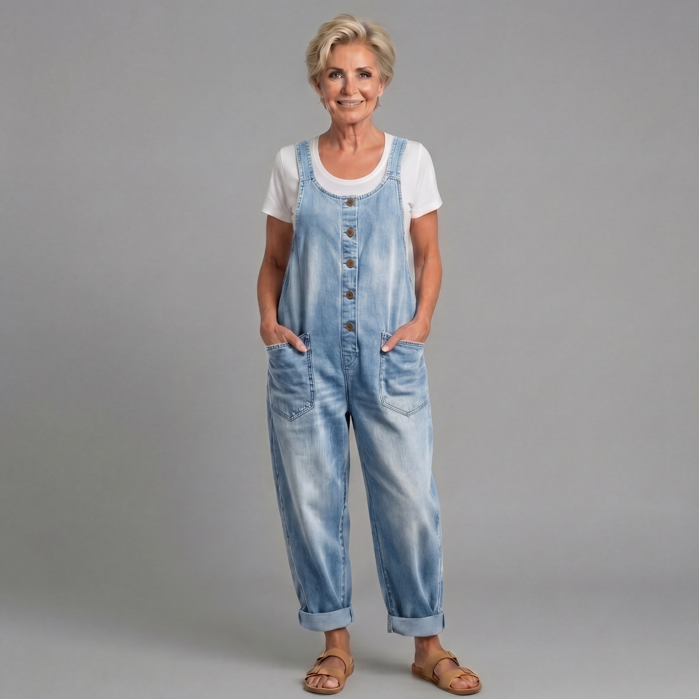 Winifred | Women's Wide Leg Button Front Overalls