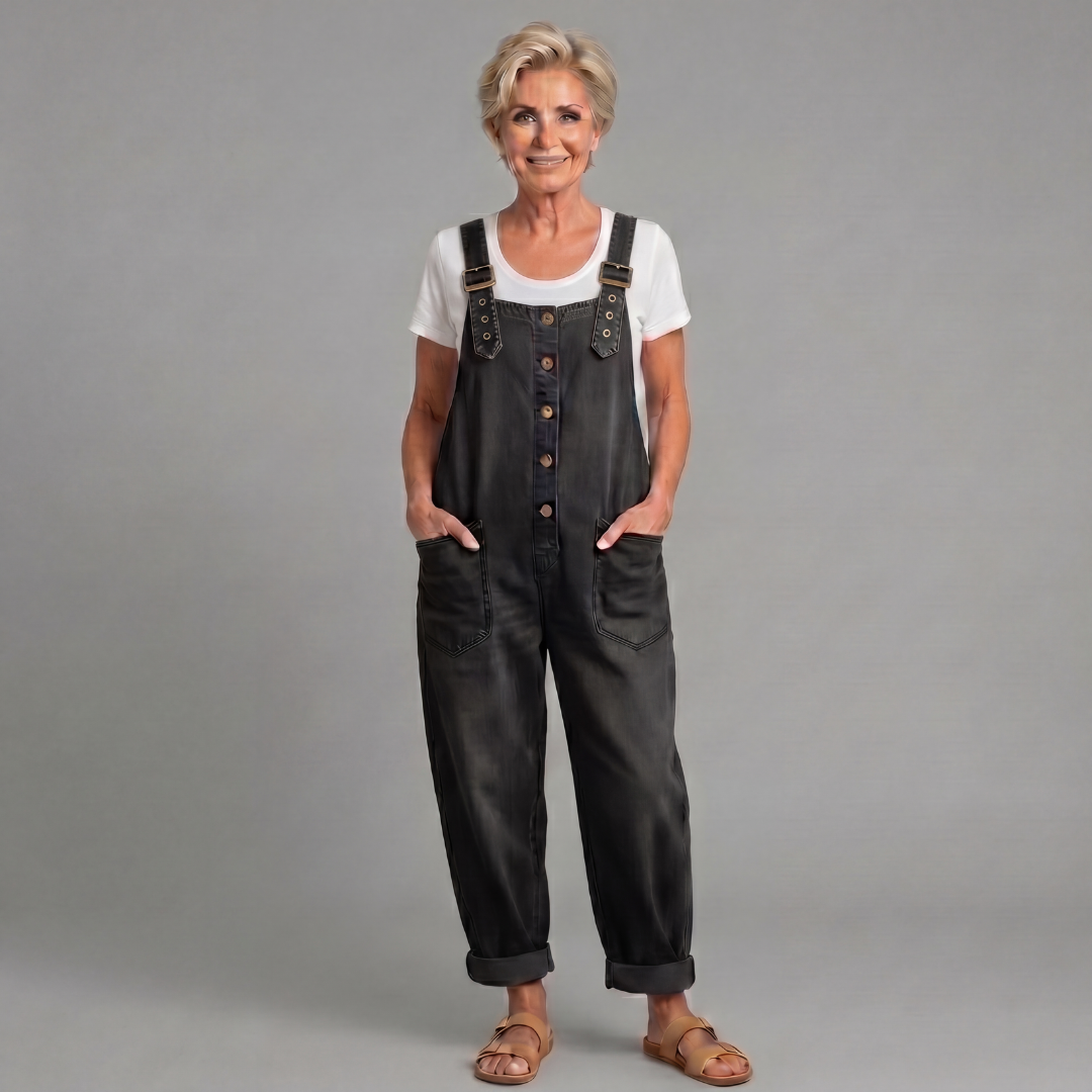 Winifred | Women's Wide Leg Button Front Overalls
