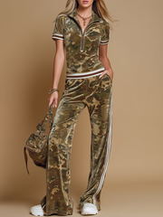 Zelda | Women's Camo Short Sleeve Two Piece Set