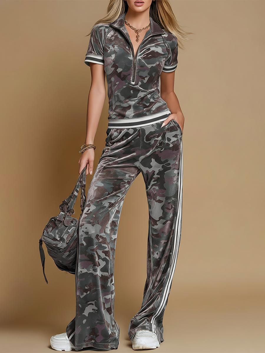 Zelda | Women's Camo Short Sleeve Two Piece Set